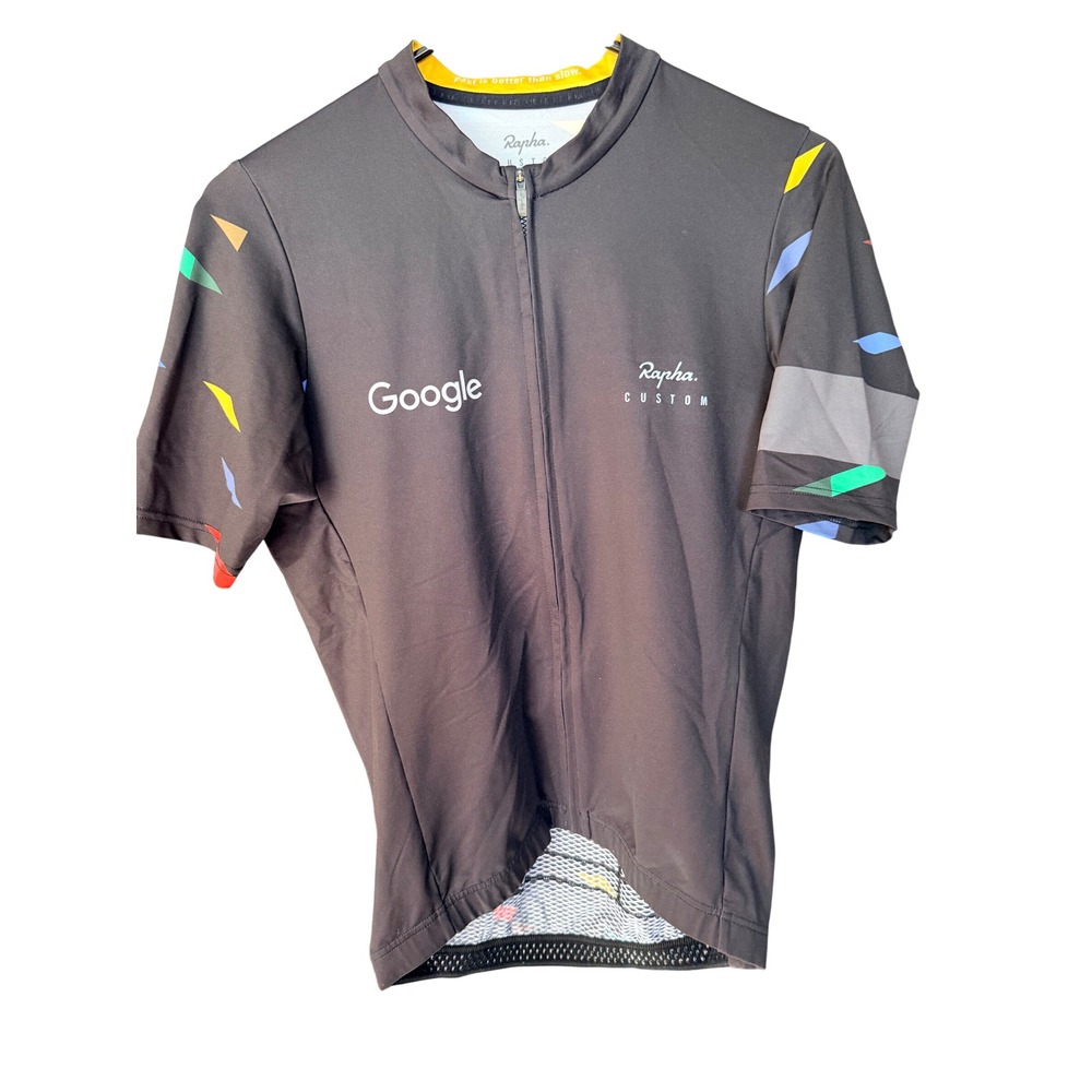 Rapha Cycling Jersey Medium Black Google Custom Short Sleeve Polyester Blend